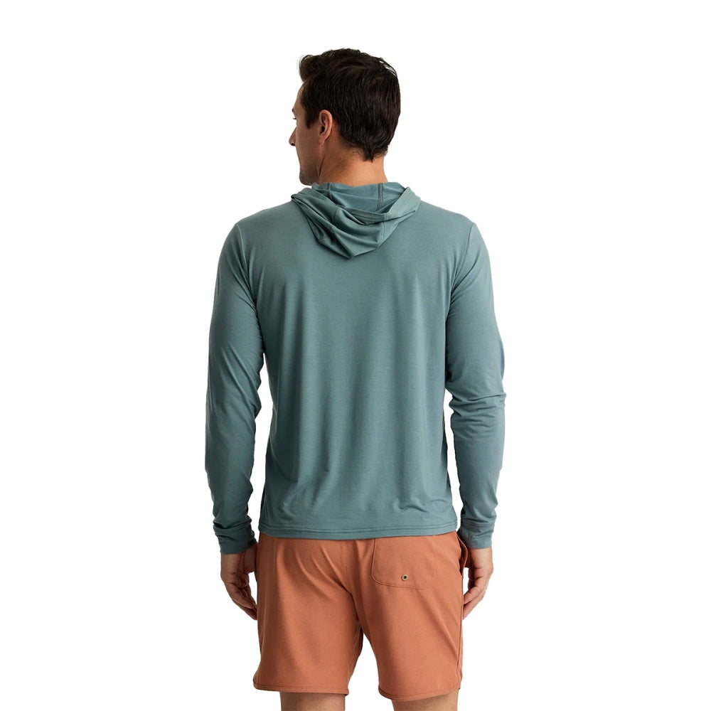 Free Fly Mens Elevate Lghtwght Hood Pullover in Blue Color