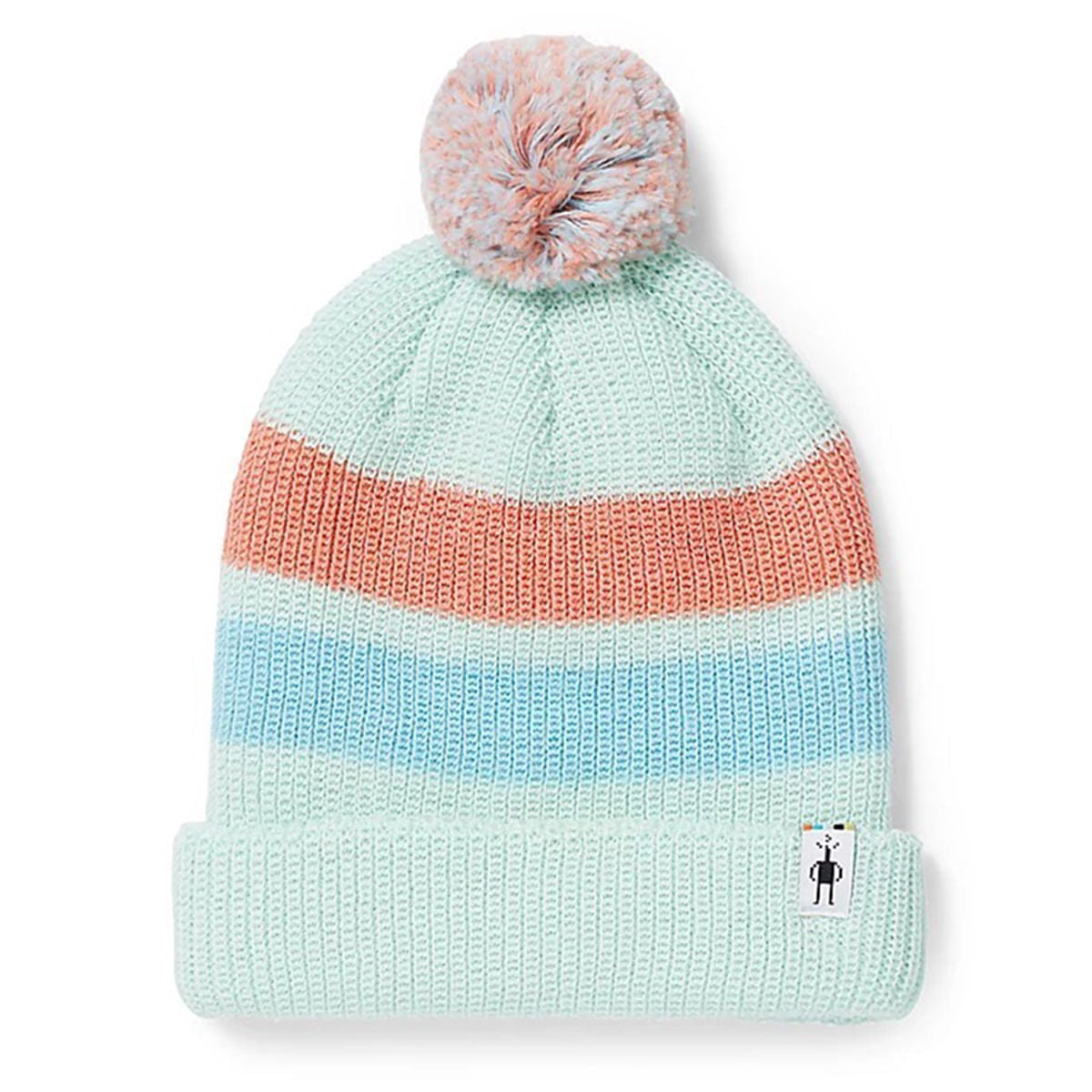 KIDS STRIPE POM BEANIE | J21-B.AQUA