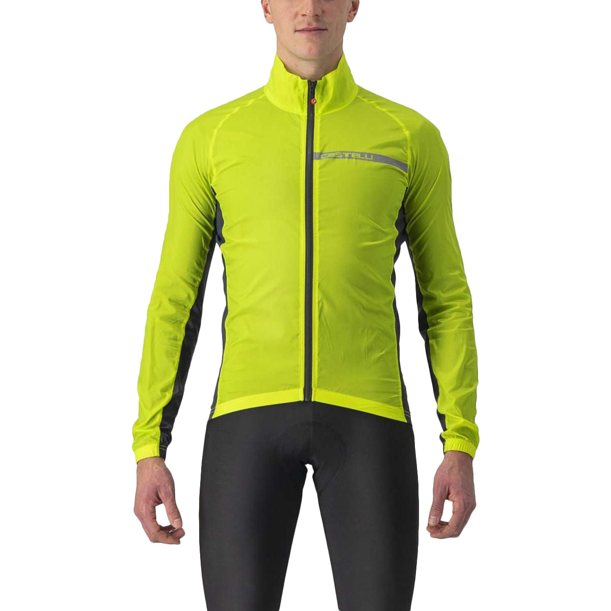 Castelli Mens Squadra Stretch Jacket Cycling Jackets in Yellow Color