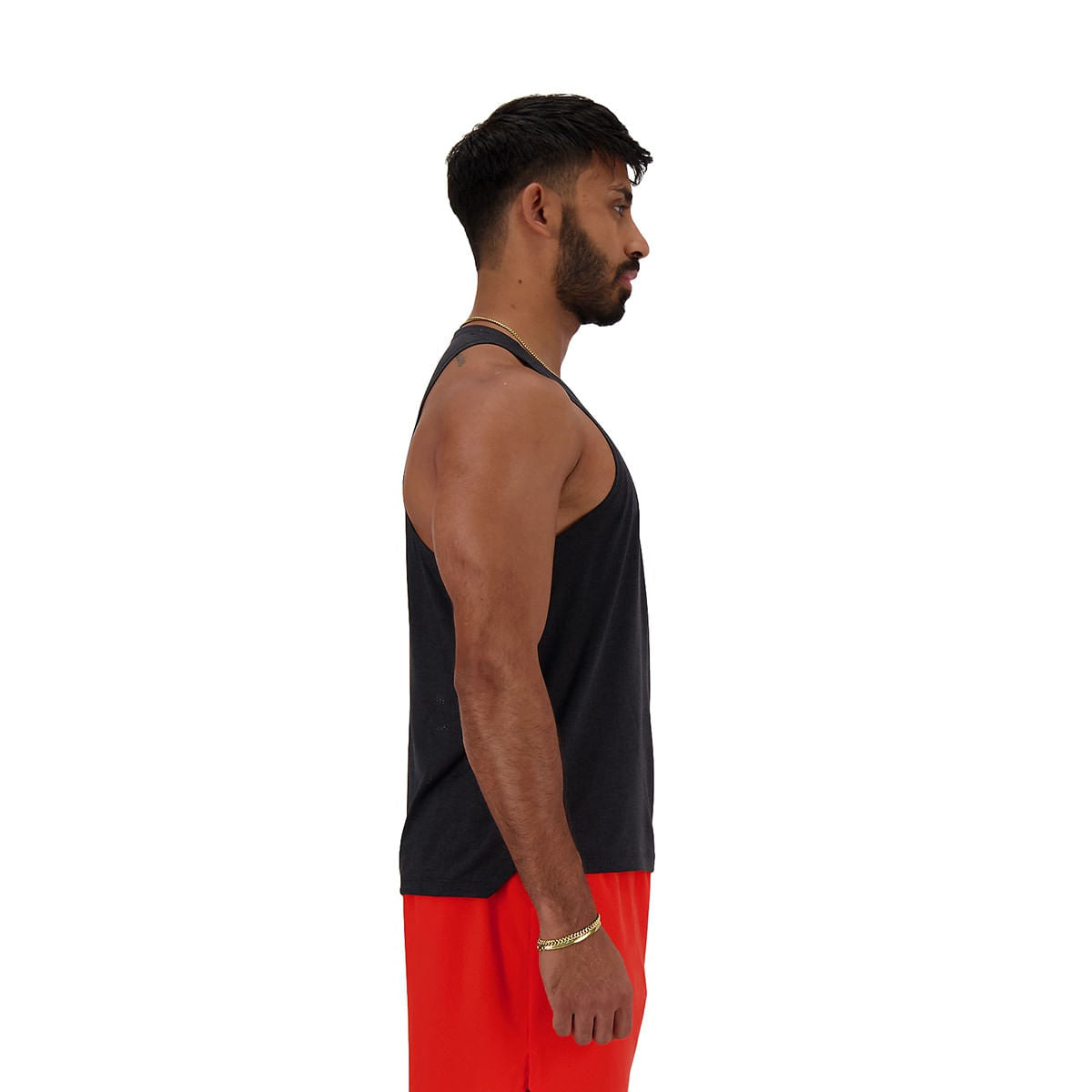 New Balance Mens Athletics Singlet Tops in Black Color