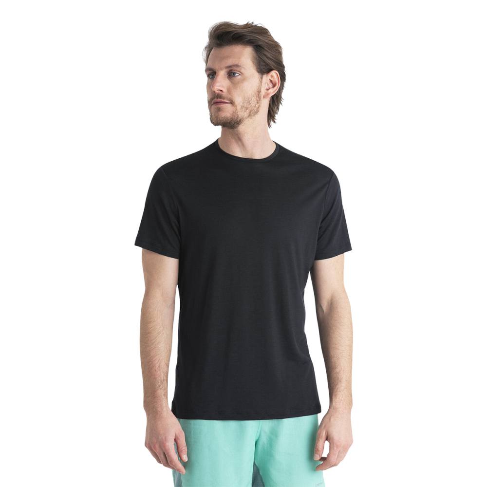 Icebreaker Mens 125 Coollt short sleeve Sphere3 Tops in Black Color