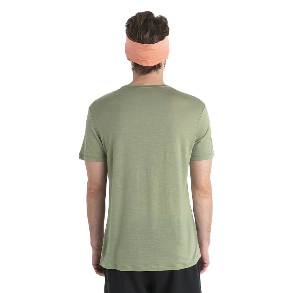Icebreaker Mens 125 Coollt short sleeve Sphere3 Tops in Green Color