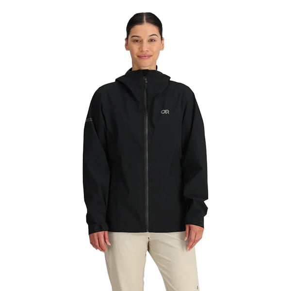 Outdoor Research Womens Stratoburst Rain Jktst Shells in Black Color