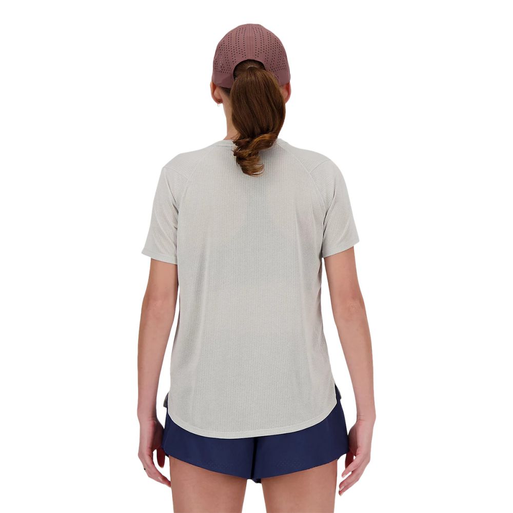 New Balance Womens Athletics T-Shirt Tops in White Color