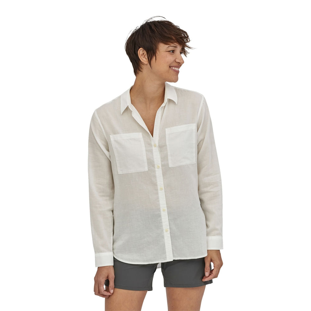 Patagonia Womens Lw A/C Buttondown Tops in White Color