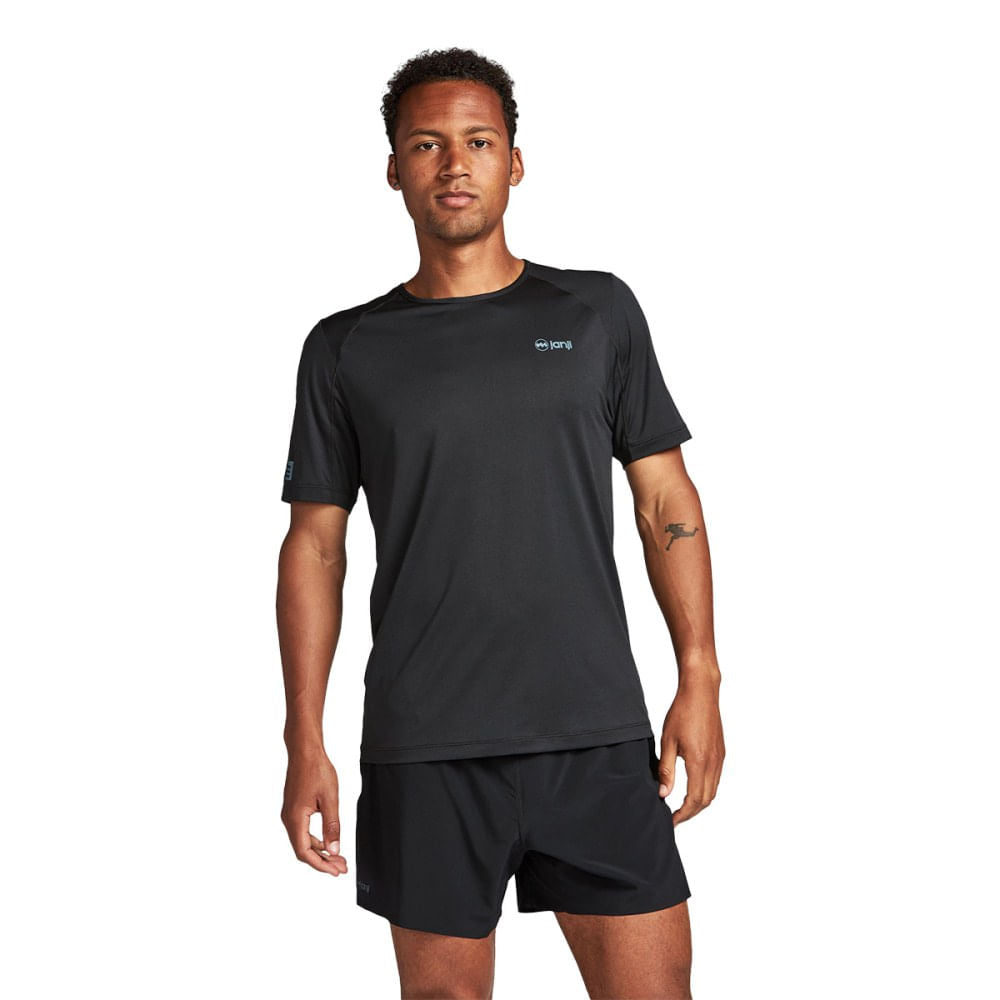 Janji Mens Run All Day Tee Tops in Black Color
