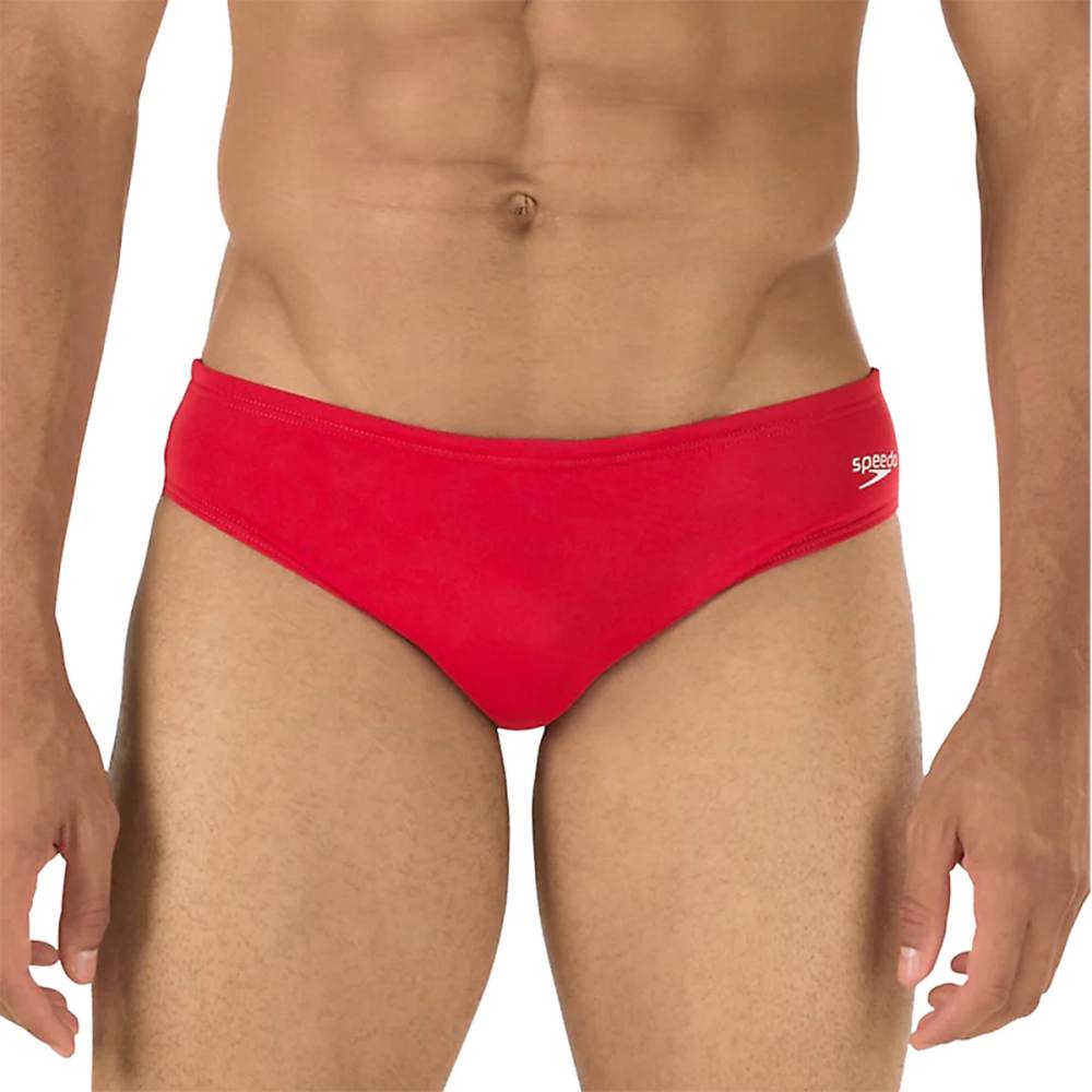 Speedo Mens Solar 1 Inch Brief Swimsuits in Red Color