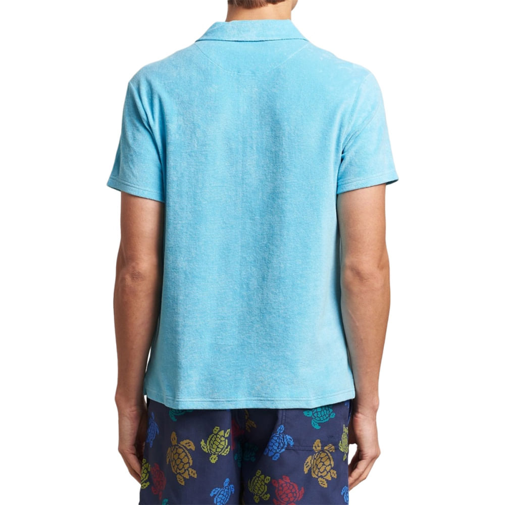 Vilebrequin Mens Phoenix Terry Polo Tops in Blue Color