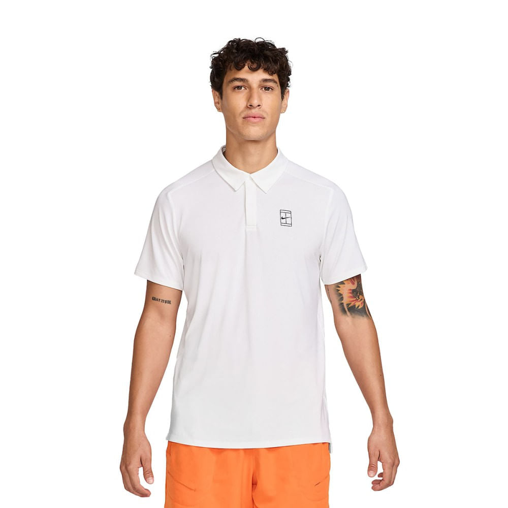 Nike Mens Nikecourt Advantage Polo Tops in White Color