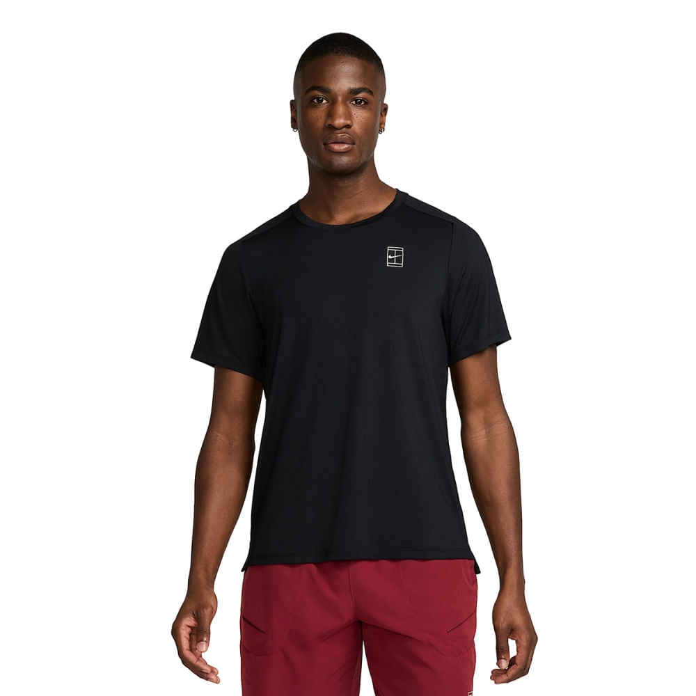 Nike Mens Nikecourt Advantage Tee Tops in Black Color