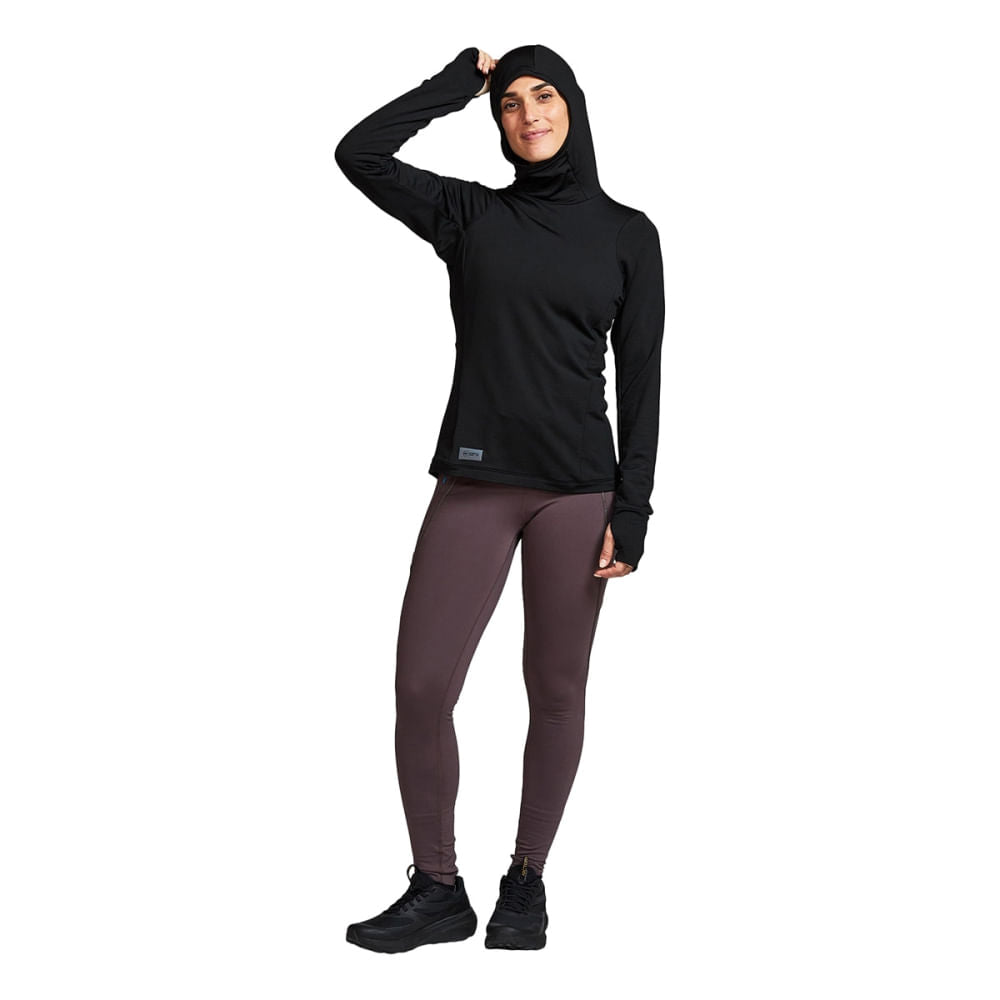 Janji Womens Rover Merino Hoodie Pullover in Black Color