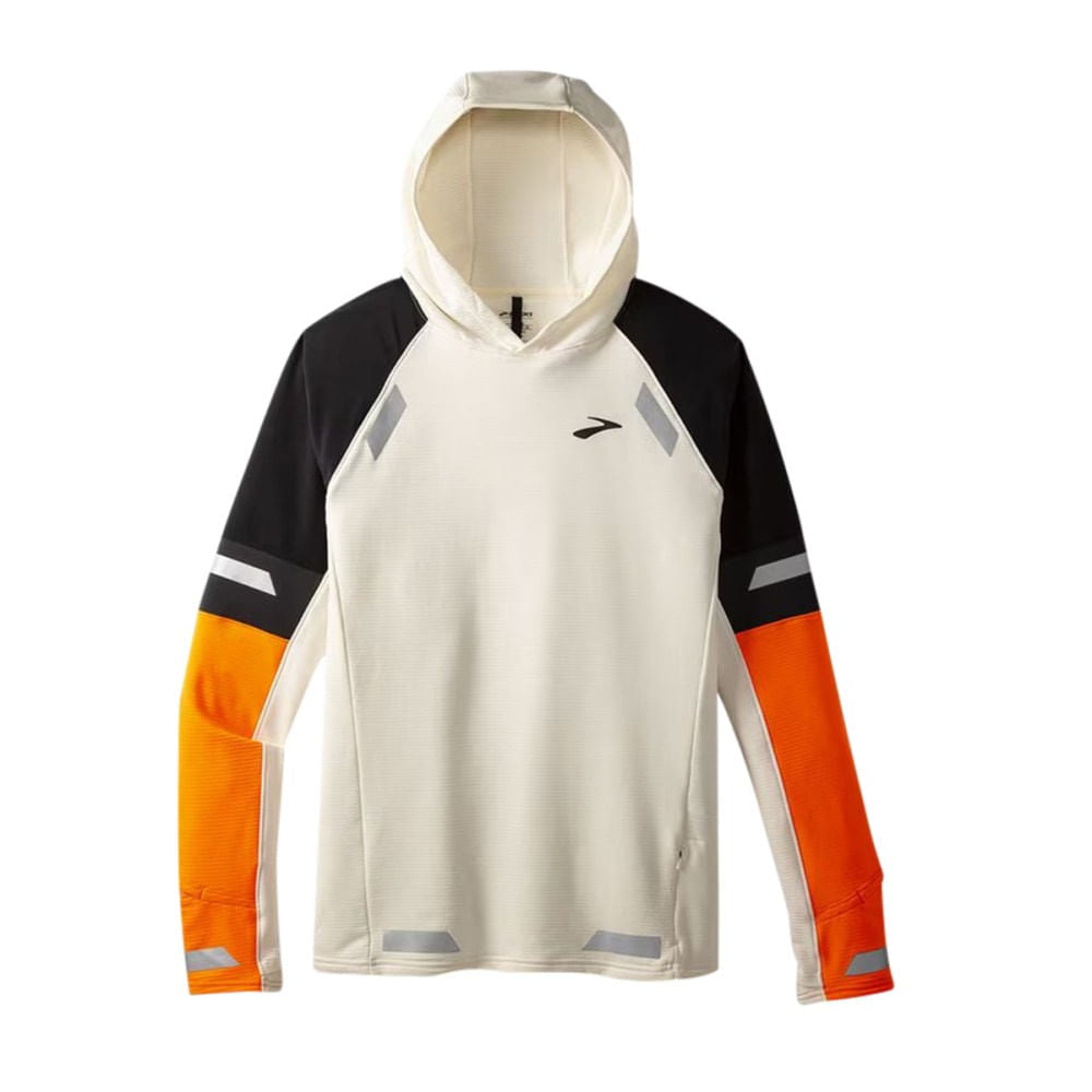 Brooks Mens Run Visible Thermal Hood Running Jackets in White Color