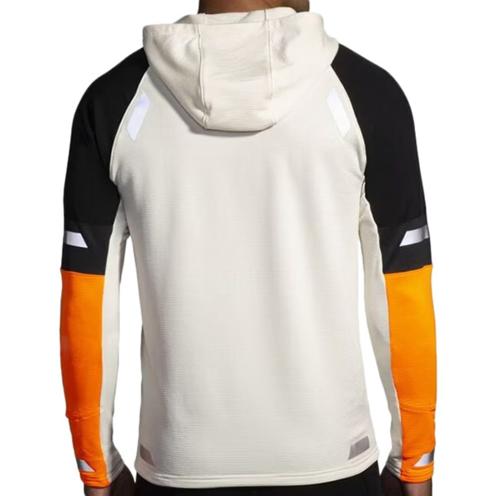 Brooks Mens Run Visible Thermal Hood Running Jackets in White Color