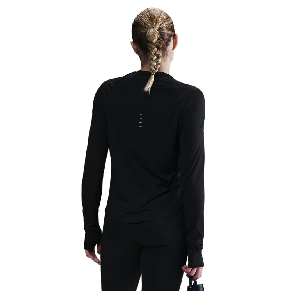 Nike Womens Swift Df UV Ls Crew Tops in Black Color