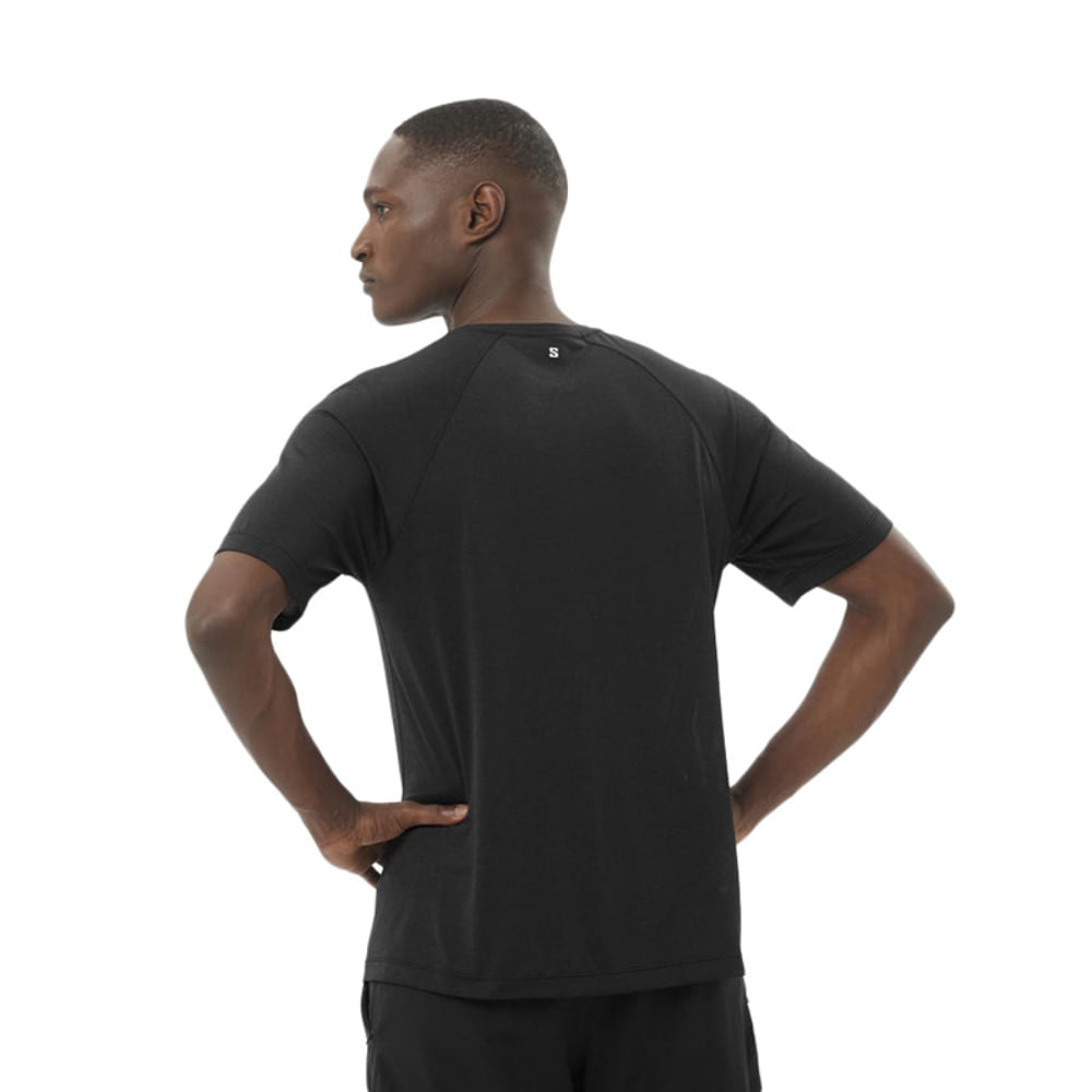 Salomon Mens Shkout Core short sleeve Tee M Tops in Black Color
