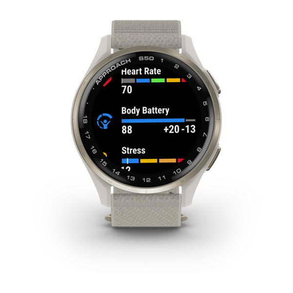 Garmin Unisex Aproach S50 Gold Ivory Smart Watches in White Color