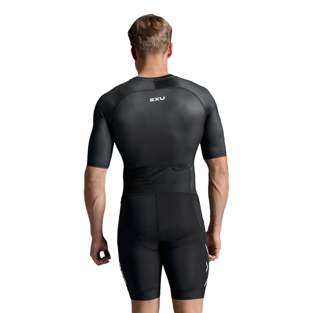 2Xu Mens Core Sleeved Trisuit Triathlon Suits in Black Color