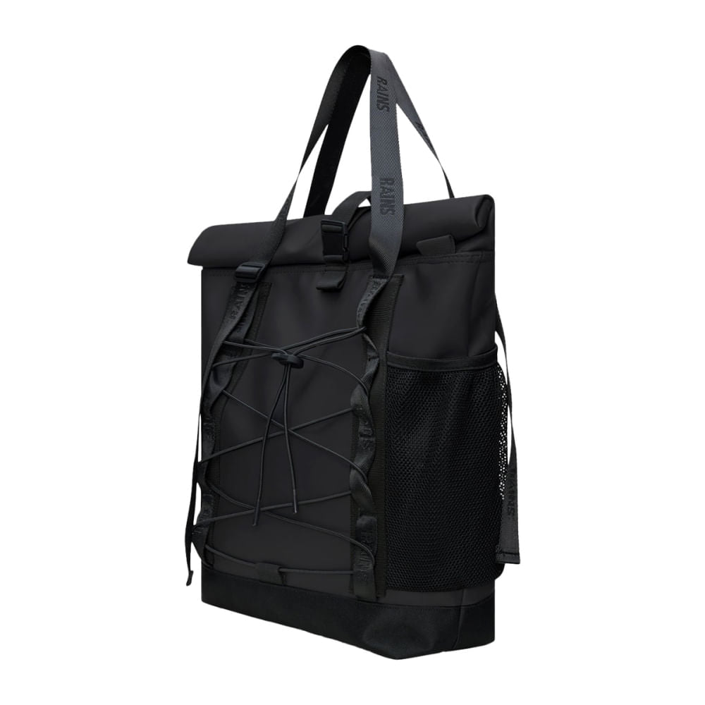 Rains Unisex Trail Rolltop Tote Bag in Black Color