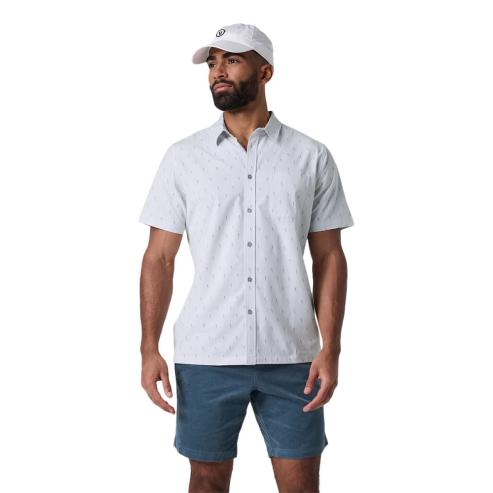 Vuori Mens S/S Bridge Button Down Tops in Grey Color