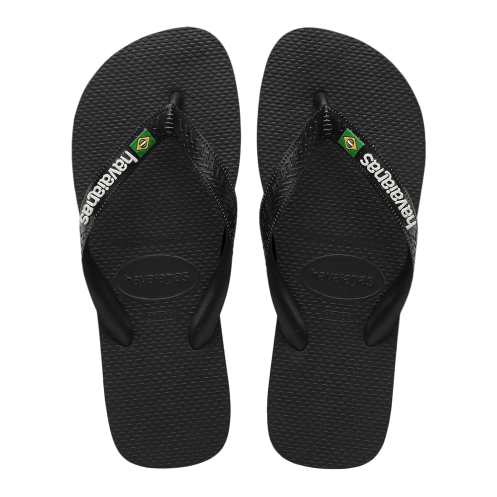 Havaianas Unisex Brazil Logo Flip-Flops in Black Color