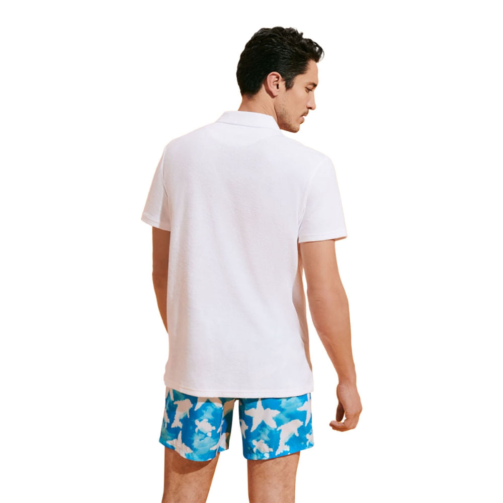 Vilebrequin Mens Phoenix Terry Polo Tops in White Color