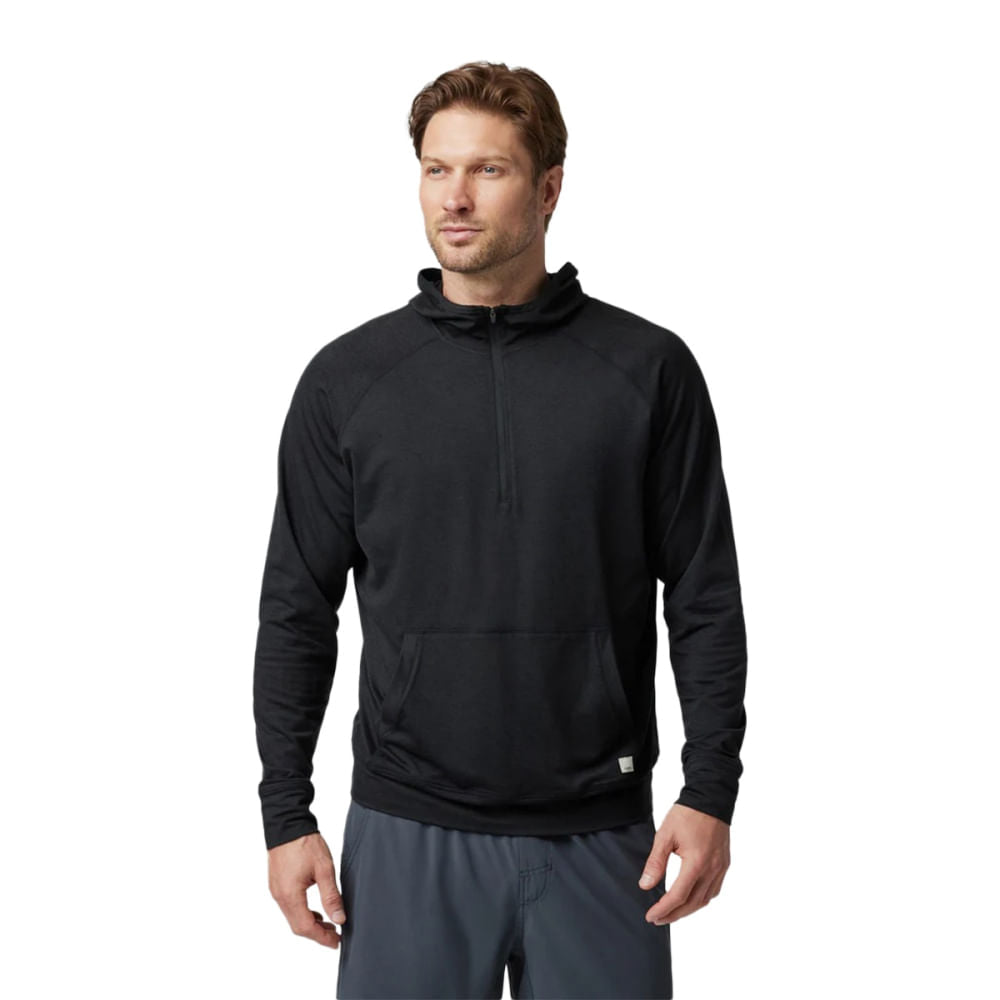 Vuori Mens Ponto Perf 1/2 Zip Pullover in Black Color