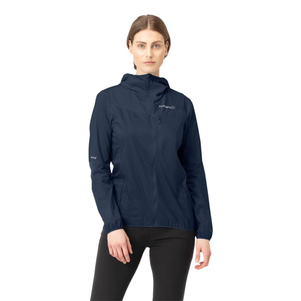 Norrona Womens W/Aro60 Zip Hood Pullover in Blue Color