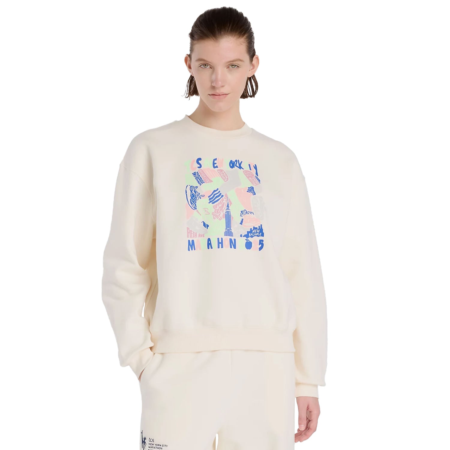 NYC MAR FLEECE CREW | WHITE-PEF
