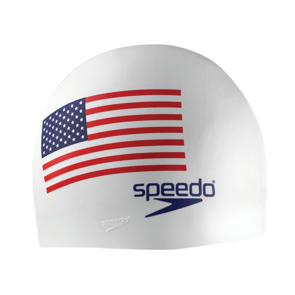 Speedo Unisex Silicone Flag Cap Swimming Caps in White Color