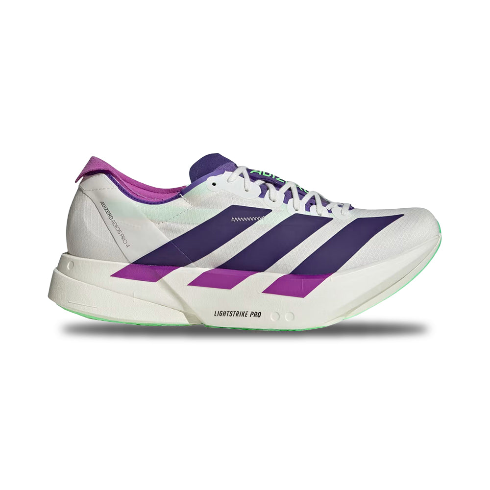 adidas Men's Adizero Adios Pro 4 Core White/Collegiate Purple / 12 / D adidas Men's Adizero Adios Pro 4 Core White/Collegiate Purple / 12 / D
