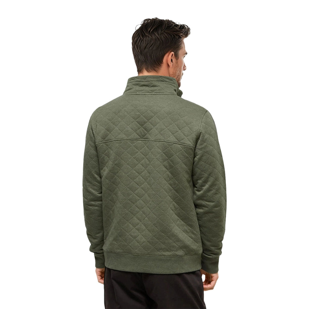 Tentree Mens Quilted Full Zip Midlayer in Green Color