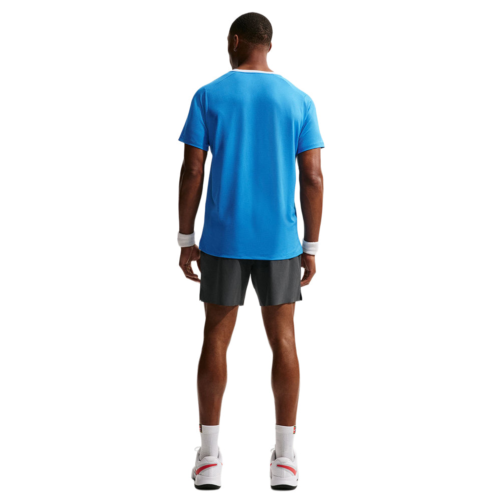 Nike Mens Nikecourt Advantage Tee Tops in Blue Color