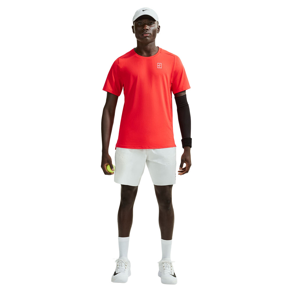 Nike Mens Nikecourt Advantage Tee Tops in Red Color