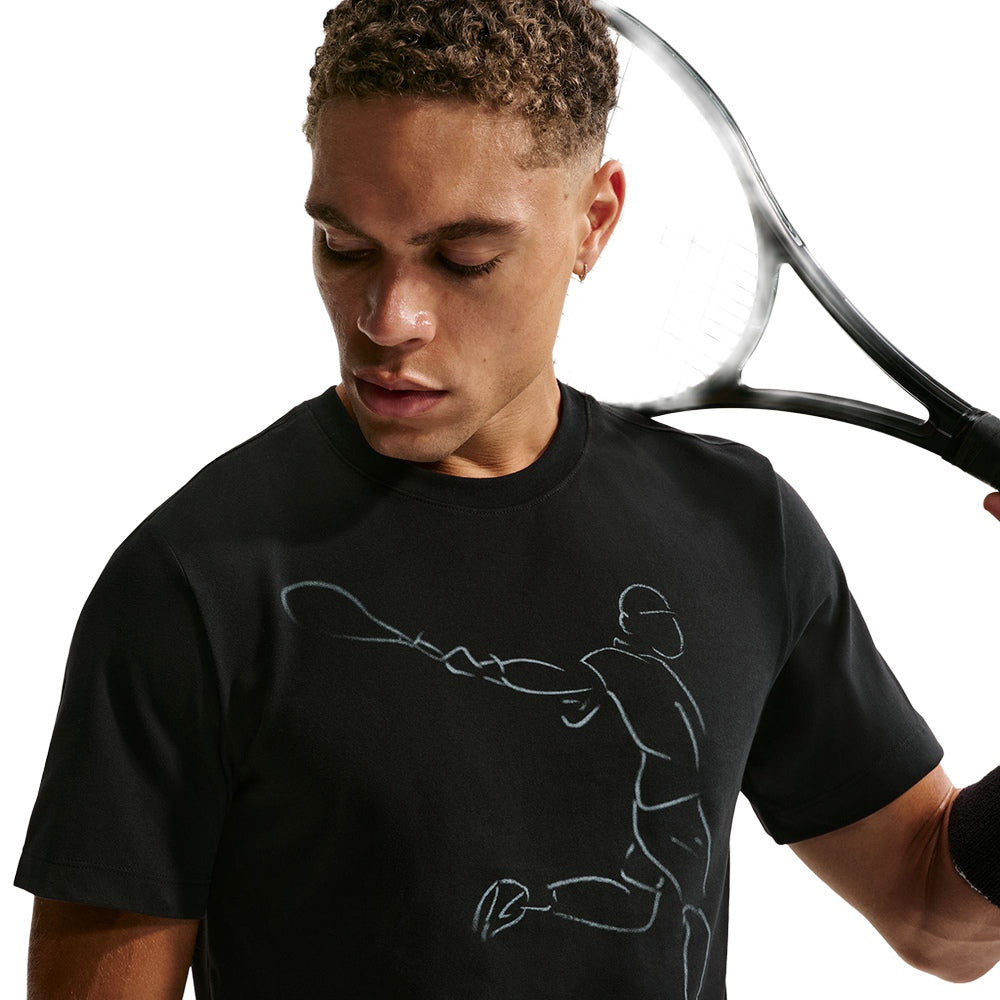 Nike Unisex M Tee French Open Tops in Black Color