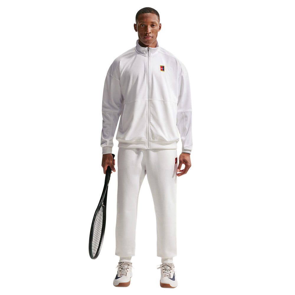 Nike Mens Nikecourt Heritage Track Zip-Ups in White Color