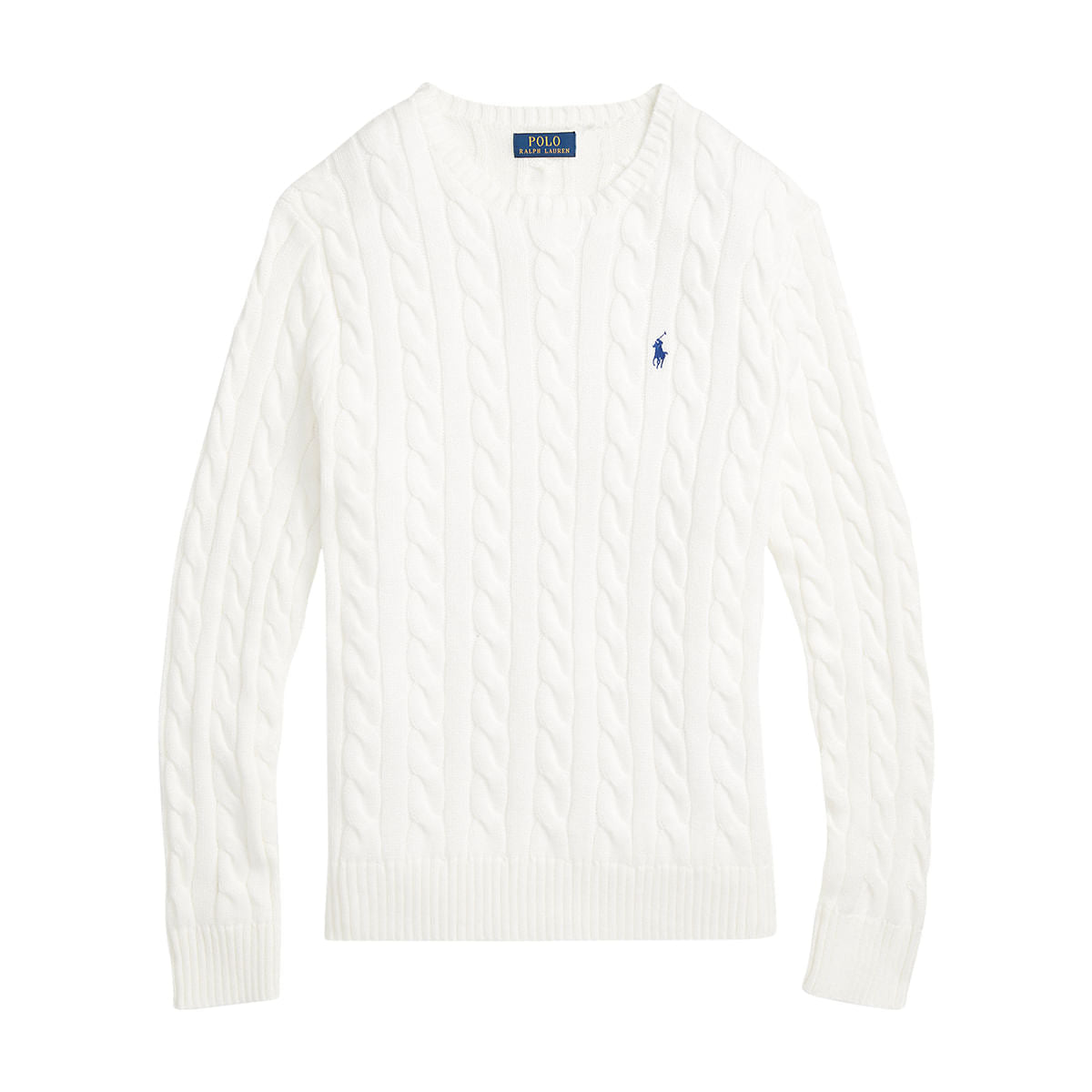 CABLE KNIT CREW NECK SWT | WHITE