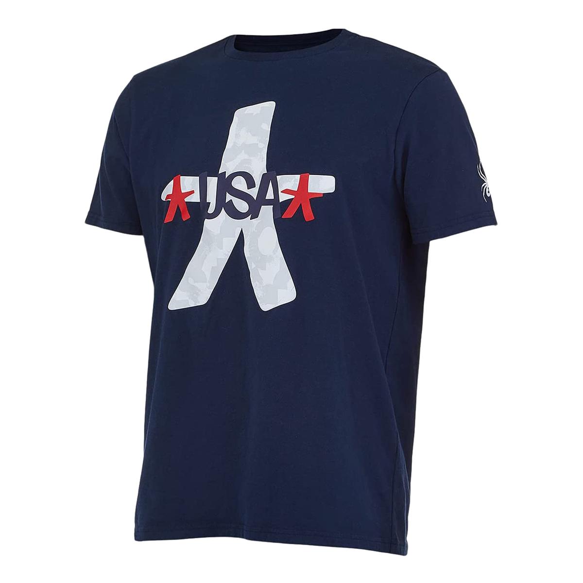 Spyder Mens Usa Tee Tops in Blue Color