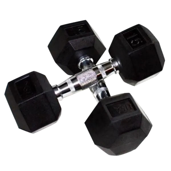 Troy Barbell 25Lb Rubber Hex Dumbbell Fitness Weights in Black Color