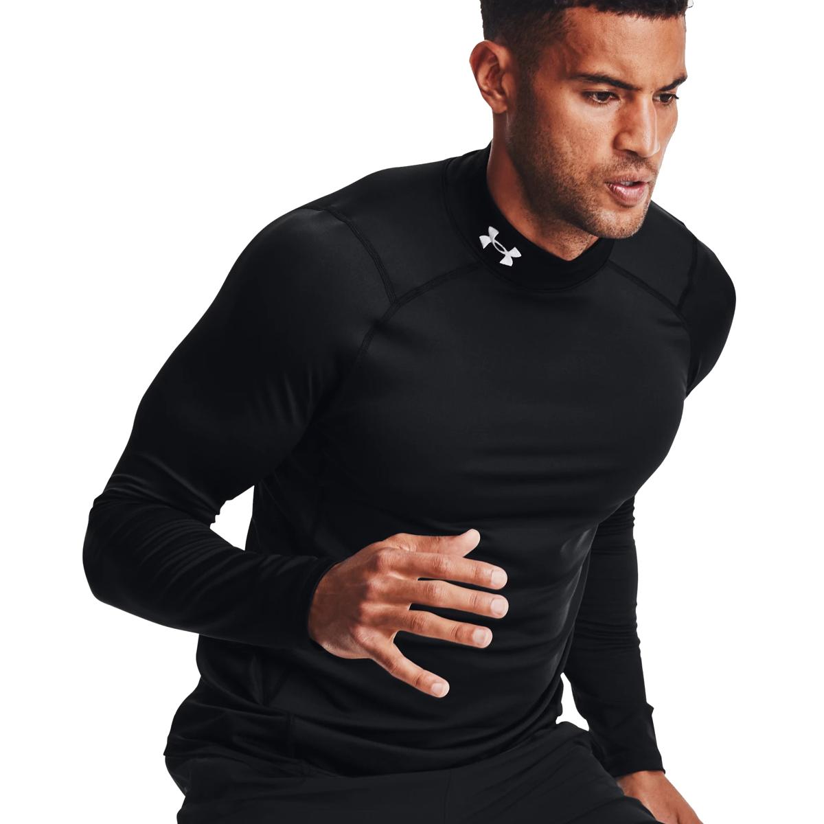 Under Armour Mens Cg Armour Fitted Mock Tops in Black Color