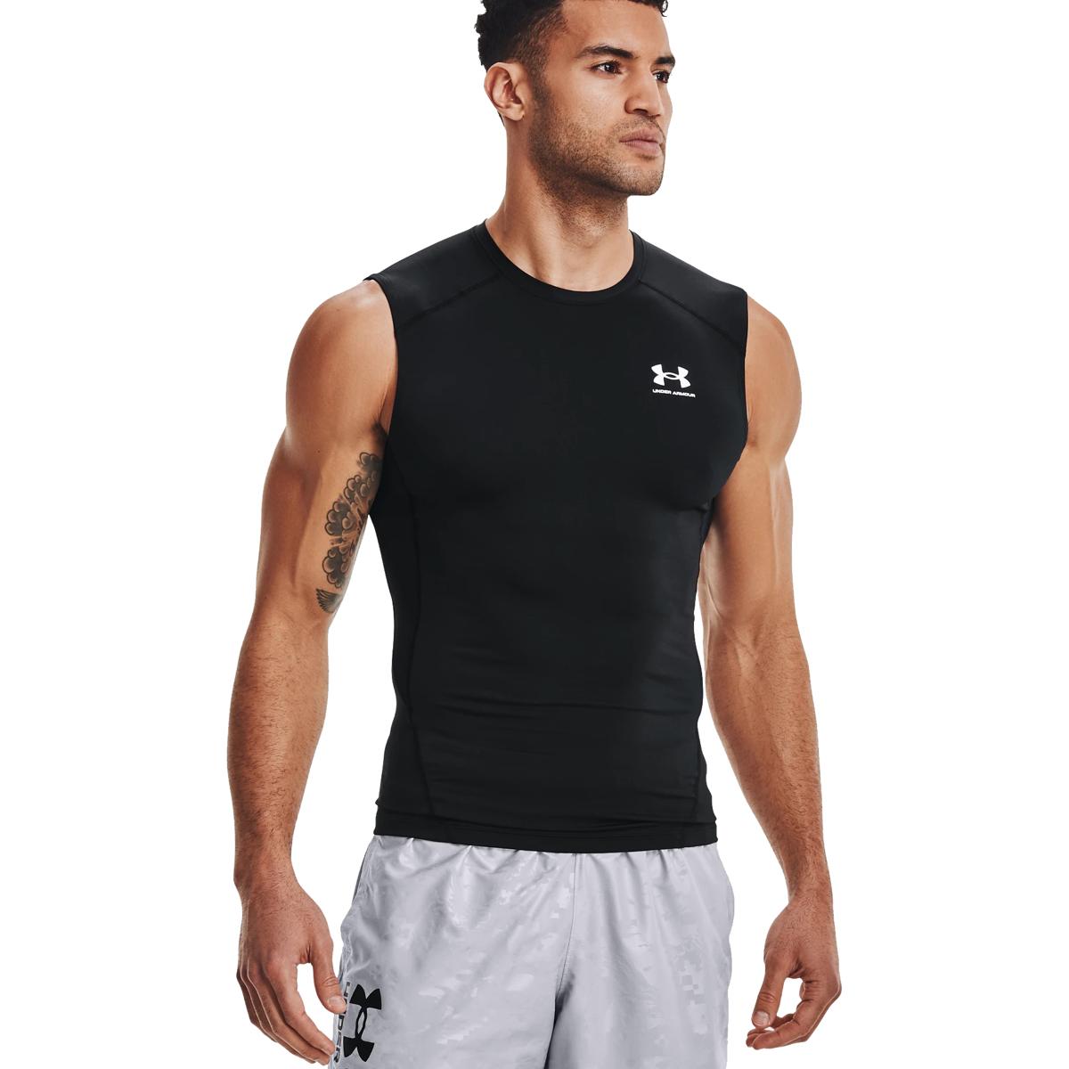 Under Armour Mens Hg Armour Sleeveless Tops in Black Color