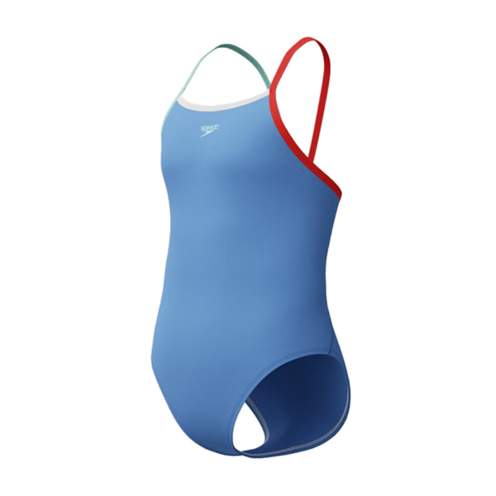 Speedo Kids Solid Propel Back one piece G Swimsuits in Blue Color