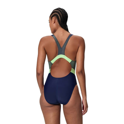 Speedo Womens Quantum Rib Splice Swimsuits in Blue Color