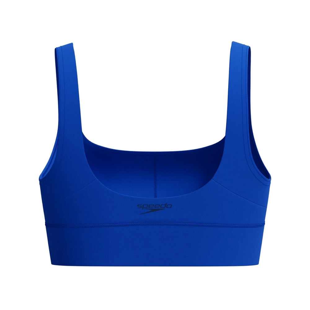 Speedo Womens Solid Square Neck Top Swimsuits in Blue Color