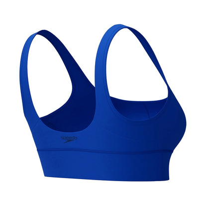 Speedo Womens Solid Square Neck Top Swimsuits in Blue Color