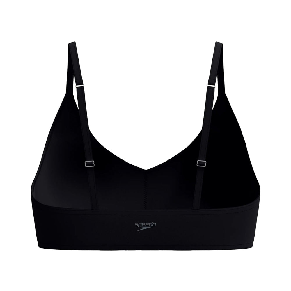 Speedo Womens Solid Triangle Top Swimsuits in Blue Color