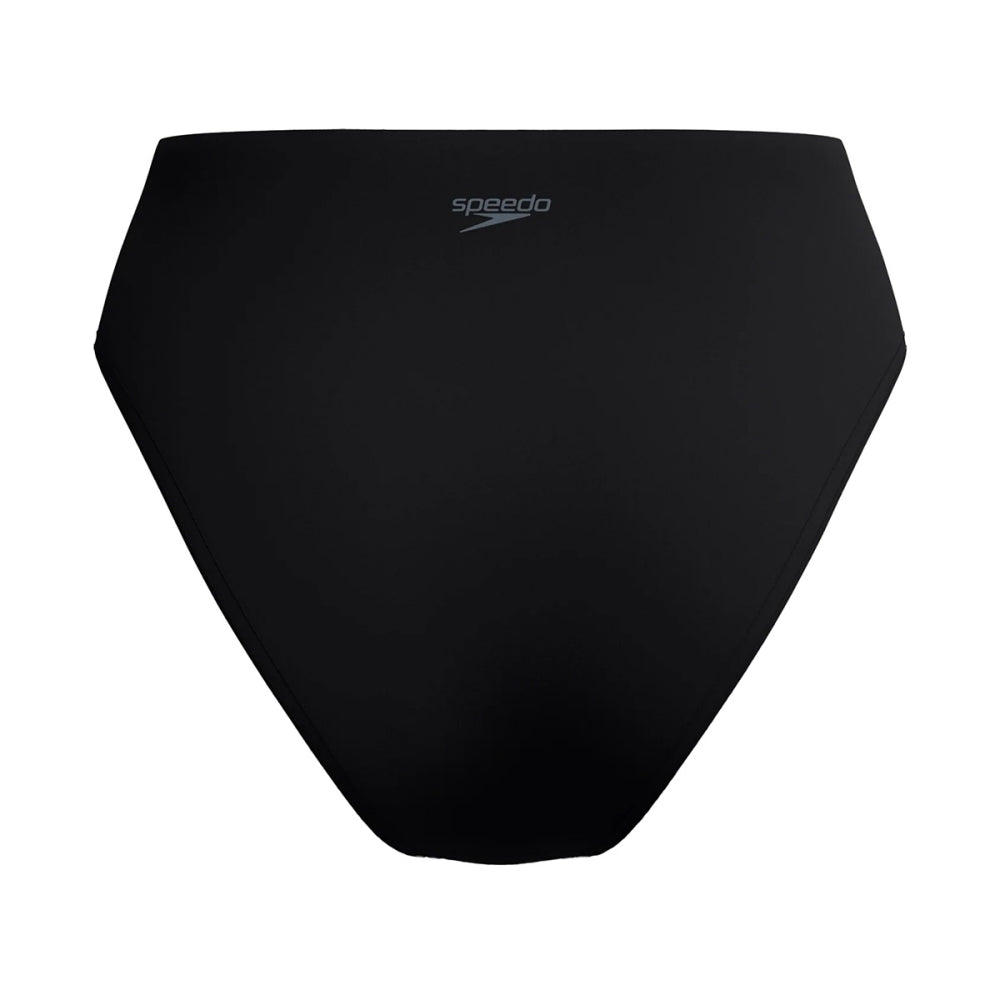 Speedo Womens Solid Cheeky Hi Biki Btt Swimsuits in Black Color
