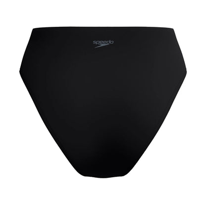 Speedo Womens Solid Cheeky Hi Biki Btt Swimsuits in Black Color