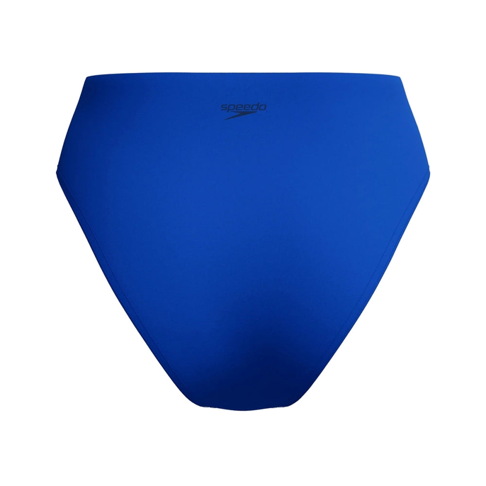Speedo Womens Solid Cheeky Hi Biki Btt Swimsuits in Blue Color