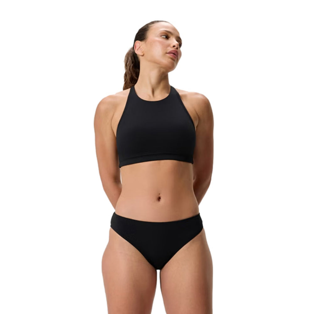 Speedo Womens Solid Classic Bikini Bot Swimsuits in Black Color