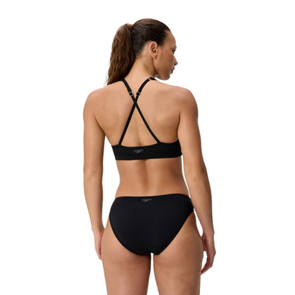 Speedo Womens Solid Classic Bikini Bot Swimsuits in Black Color